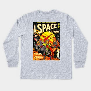 Space Action - 1950's comic Kids Long Sleeve T-Shirt